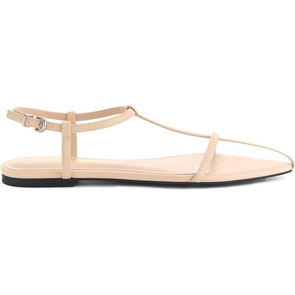 🥿 Athlefit Flat Sandals Pointed Toe Ankle Strap Buckle Nude Size 8 NWT - Picture 2 of 7